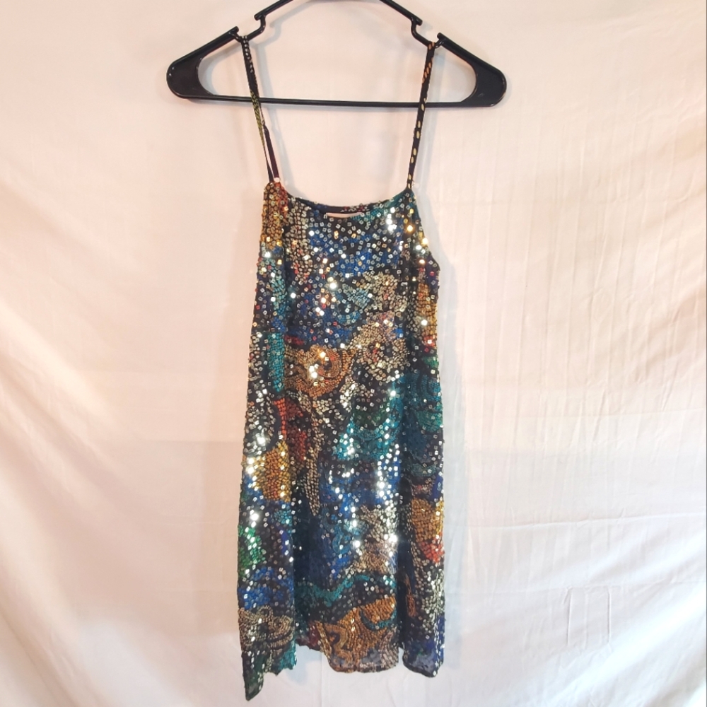Anthropologie Verb Women's Size Small Cut Out Back Sequin Mini Dress New Tags